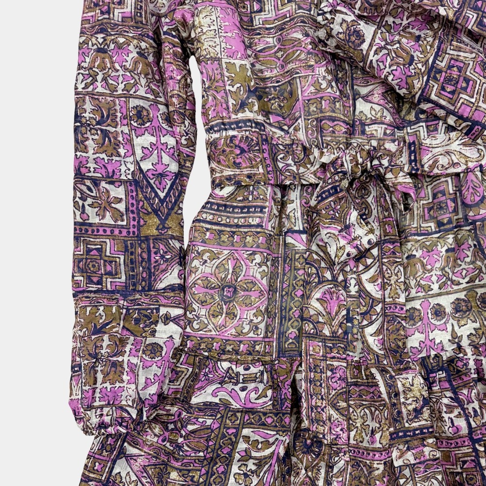 NWT Marie Oliver Preston Dress Purple Large Tiered Ruffle Mini Maximalism Boho - Picture 4 of 9